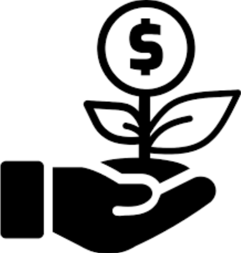 icon of money growing from seed in hand